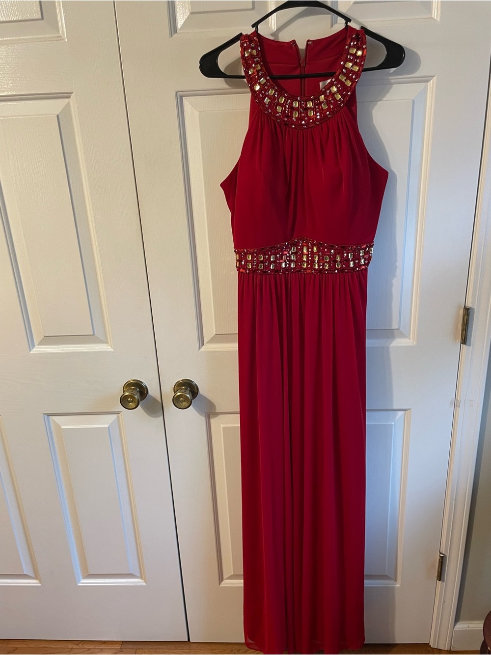 Stenay Red Jeweled Halter Gown